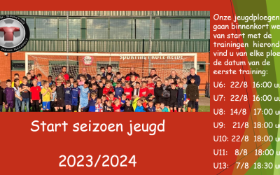 Start trainingen jeugd seizoen 2023/2024