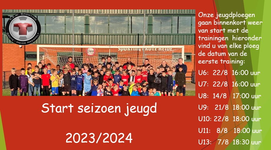 Start trainingen jeugd seizoen 2023/2024